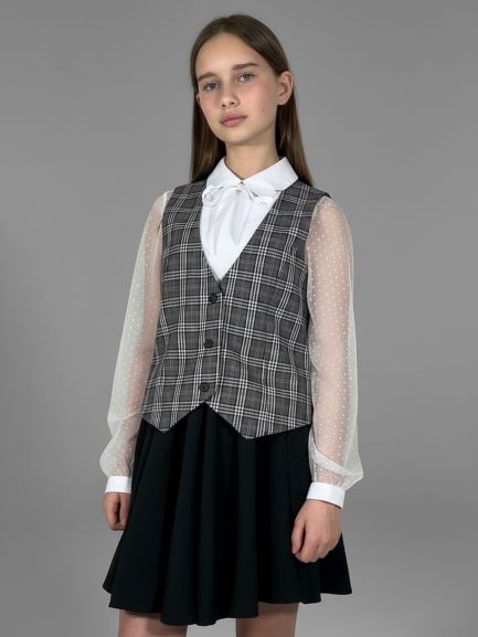 Серый школьный жилет для девочки Mooriposh, модель 1120/1