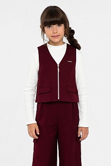 Бордовый школьный жилет для девочки Mooriposh, модель 1115