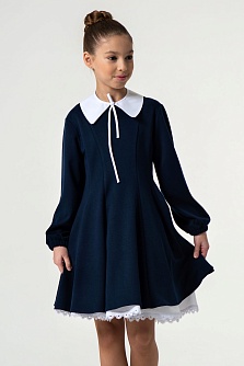 Трикотажное синее школьное платье Mooriposh, модель 0183/1