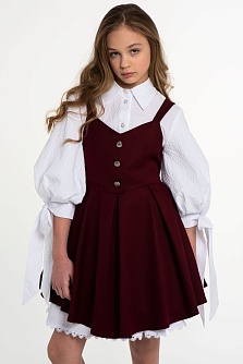 Бордовый школьный сарафан Mooriposh, модель 0247