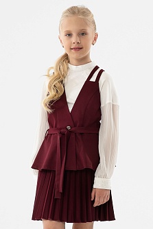 Бордовый школьный жилет для девочки Mooriposh, модель 1114
