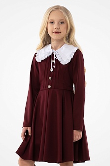 Бордовое школьное платье Mooriposh, модель 0167