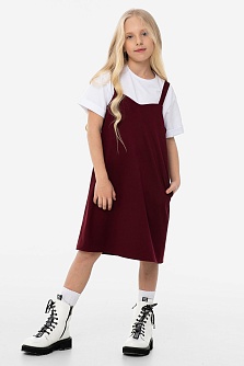 Бордовый школьный сарафан Mooriposh, модель 0240