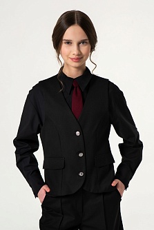 Черный школьный жилет для девочки Mooriposh, модель 1122