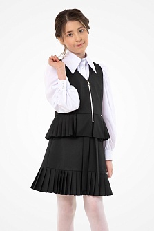 Чёрный школьный жилет для девочки Mooriposh, модель 1113