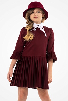 Бордовое школьное платье Mooriposh, модель 0164