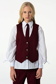 Бордовый школьный жилет для девочки Mooriposh, модель 1120