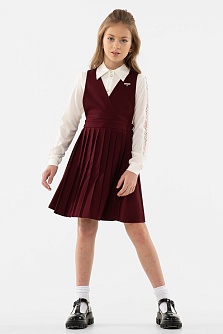 Бордовый школьный сарафан Mooriposh, модель 0238