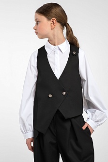 Черный школьный жилет для девочки Mooriposh, модель 1121