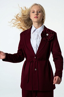 Бордовый школьный жакет для девочки Mooriposh, модель 0727
