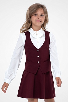 Бордовый школьный жилет для девочки Mooriposh, модель 1109