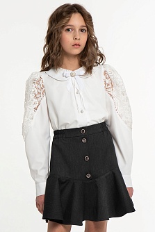 Молочная школьная блузка для девочек Mooriposh, модель 06229