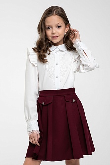 Бордовая школьная юбка для девочек от Mooriposh, модель 0349