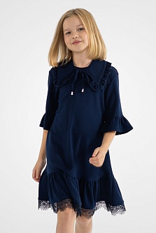 Трикотажное синее школьное платье Mooriposh, модель 0168