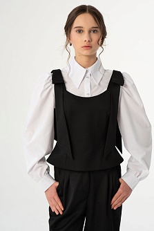 Черный школьный жилет для девочки Mooriposh, модель 1124