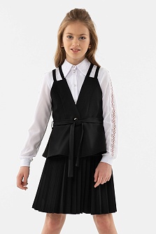 Черный школьный жилет для девочки Mooriposh, модель 1114