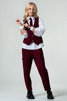 Бордовые брюки для девочки Mooriposh, модель 0424