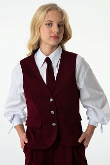 Бордовый школьный жилет для девочки Mooriposh, модель 1122