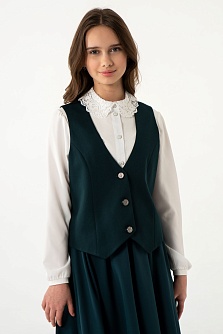 Зеленый школьный жилет для девочки Mooriposh, модель 1120