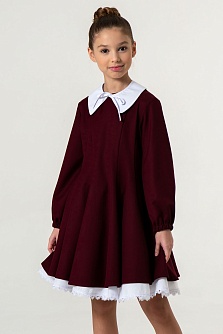 Бордовое школьное платье Mooriposh, модель 0183